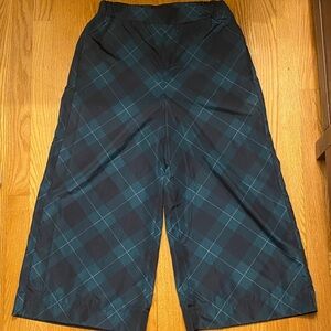 Anthropologie Maeve navy and green cropped Wide-Leg Pants